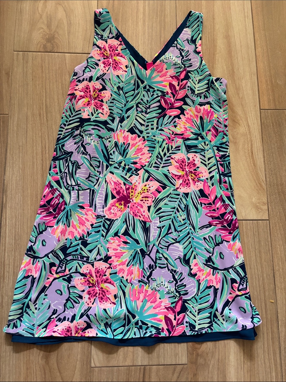 Lilly Pulitzer Tropical Floral Shift Dress — Pink, Green, Blue, Purple